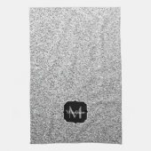 Glitzern Monogram für silbergraue helle Glitzer Geschirrtuch (Vertikal)