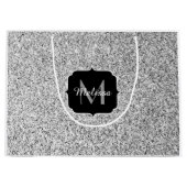 Glitzern Monogram für silbergraue helle Glitzer Große Geschenktüte (Vorderseite)