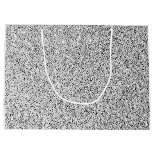 Glitzern Monogram für silbergraue helle Glitzer Große Geschenktüte (Rückseite)