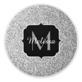 Glitzern Monogram für silbergraue helle Glitzer Keramikknauf (Vorderseite)