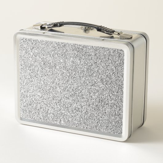Glitzern Monogram für silbergraue helle Glitzer Metall Lunch Box (Rückseite)