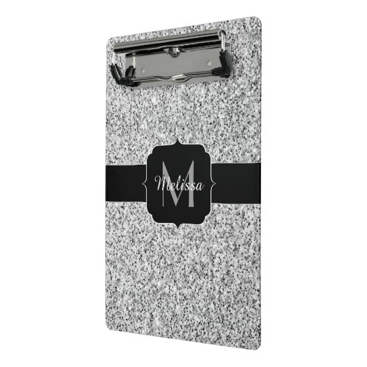 Glitzern Monogram für silbergraue helle Glitzer Mini Klemmbrett (Gewinkelt2)