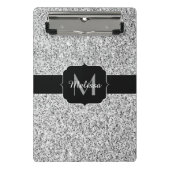Glitzern Monogram für silbergraue helle Glitzer Mini Klemmbrett (Vorderseite)