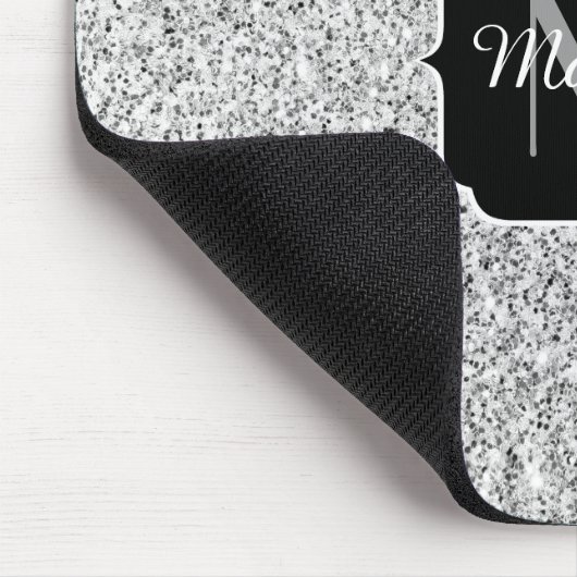 Glitzern Monogram für silbergraue helle Glitzer Mousepad (Ecke)