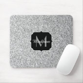 Glitzern Monogram für silbergraue helle Glitzer Mousepad (Mit Mouse)