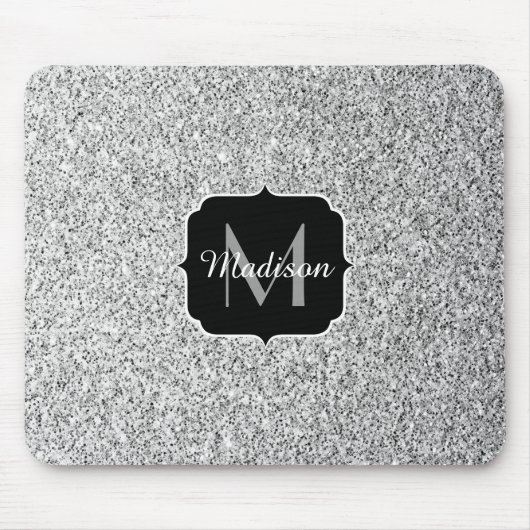 Glitzern Monogram für silbergraue helle Glitzer Mousepad (Vorne)