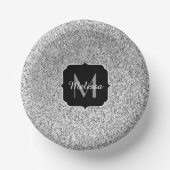 Glitzern Monogram für silbergraue helle Glitzer Pappteller (Vorderseite)