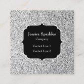 Glitzern Monogram für silbergraue helle Glitzer Quadratische Visitenkarte (Vorderseite)