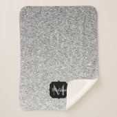 Glitzern Monogram für silbergraue helle Glitzer Sherpadecke (Vorderseite)