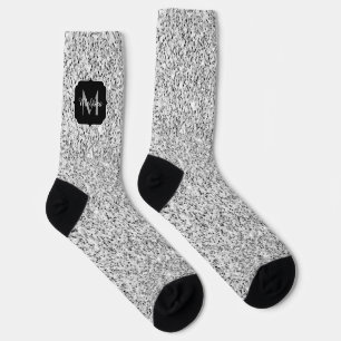 Glitzern Monogram für silbergraue helle Glitzer Socken