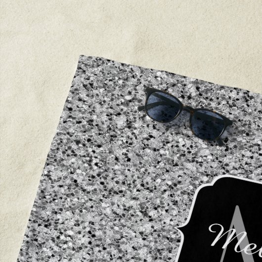 Glitzern Monogram für silbergraue helle Glitzer Strandtuch (Beispiel)