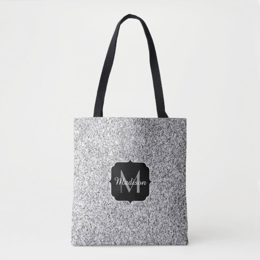 Glitzern Monogram für silbergraue helle Glitzer Tasche (Vorderseite)