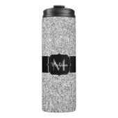 Glitzern Monogram für silbergraue helle Glitzer Thermosbecher (Vorderseite)