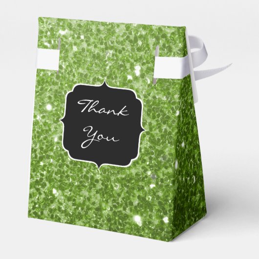 Glitzern Monogram, hellgrüner Glitzer Geschenkschachtel (Rückseite)