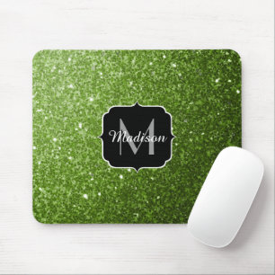 Glitzern Monogram, hellgrüner Glitzer Mousepad