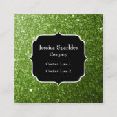 Glitzern Monogram, hellgrüner Glitzer Quadratische Visitenkarte (Vorderseite)