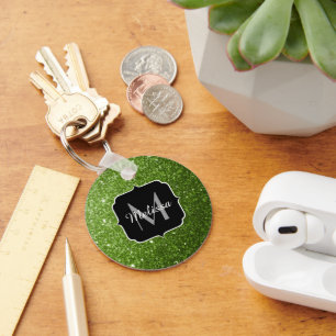 Glitzern Monogram, hellgrüner Glitzer Schlüsselanhänger