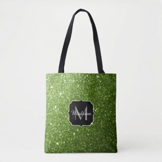 Glitzern Monogram, hellgrüner Glitzer Tasche (Vorderseite)