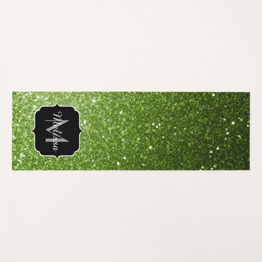 Glitzern Monogram, hellgrüner Glitzer Yogamatte (Vorderseite (Horizontal))