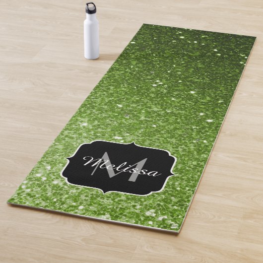 Glitzern Monogram, hellgrüner Glitzer Yogamatte (Beispiel)