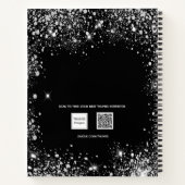 Glitzern-Monogramm-Initialen aus schwarzem Glitzer Notizblock (Rückseite)