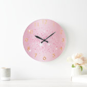 Glitzern-Namensskript für Rosa Glitzer Große Wanduhr (Zuhause)
