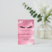 Glitzern Pink Eyelash Extension Client Record Visitenkarte (Stehend Vorderseite)