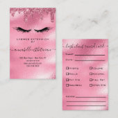 Glitzern Pink Eyelash Extension Client Record Visitenkarte (Vorne/Hinten)