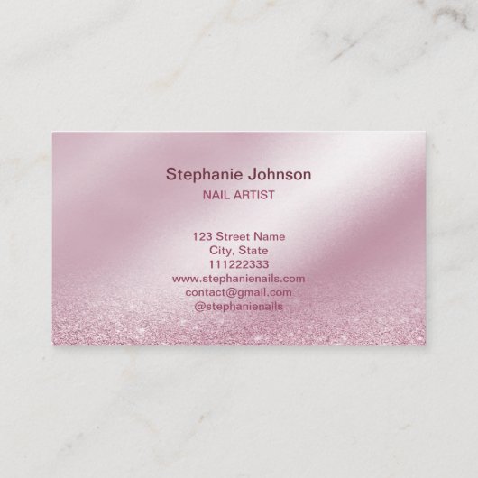 Glitzern Rosa Glitzer Nagelkunst Schöne Maniküre Visitenkarte (Rückseite)