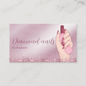 Glitzern Rosa Glitzer Nagelkunst Schöne Maniküre Visitenkarte (Vorderseite)