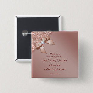 Glitzern & Rose Gold Glamour Geburtstagsparty Button