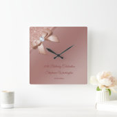 Glitzern & Rose Gold Glamour Geburtstagsparty Quadratische Wanduhr (Zuhause)