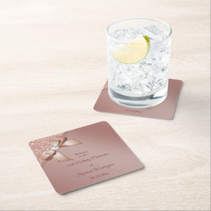 Glitzern & Rose Gold Glamour Geburtstagsparty Rechteckiger Pappuntersetzer