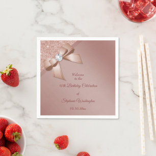 Glitzern & Rose Gold Glamour Geburtstagsparty Serviette