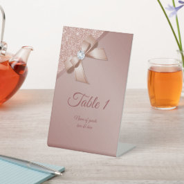 Glitzern & Rose Gold Glamour Tischnummer Sockelschild