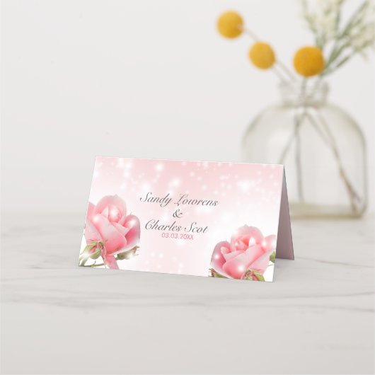 Glitzern Rose Platzkarte (Rückseite)