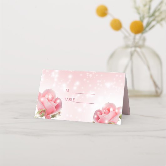 Glitzern Rose Platzkarte (Vorderseite)