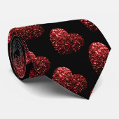 Glitzern rote schwarze Valentine 2 Seiten Krawatte (Gerollt)