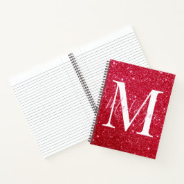 Glitzern Roter Glitzer Monogramm Name mädchenhaft Notizblock