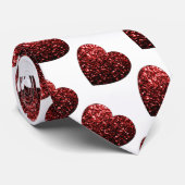Glitzern rotes weißes Herzmuster Valentine 2 Seite Krawatte (Gerollt)