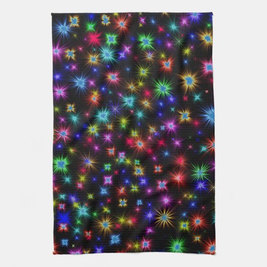 Glitzern, Stars und Feuerwerkskörper Geschirrtuch (Vertikal)