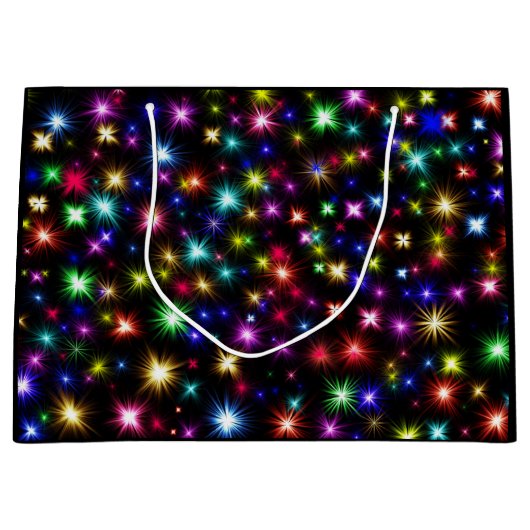Glitzern, Sterne und Feuerwerkskörper Große Geschenktüte (Vorderseite)