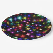 Glitzern, Sterne und Feuerwerkskörper Pappteller (Schrägansicht)