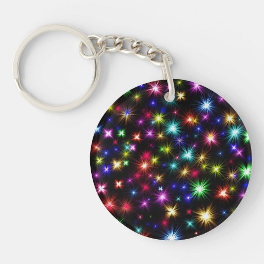 Glitzern, Sterne und Feuerwerkskörper Schlüsselanhänger (Vorderseite)