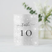 Glitzern-Tischkarte für Silver Glitzer (Stehend Vorderseite)
