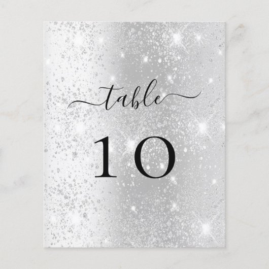 Glitzern-Tischkarte für Silver Glitzer (Vorderseite)