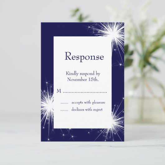 Glitzern-UAWG (blau) RSVP Karte (Stehend Vorderseite)