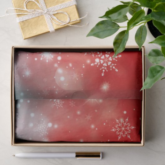 Glitzern und Bokeh auf Rot Seidenpapier (Geschenk)