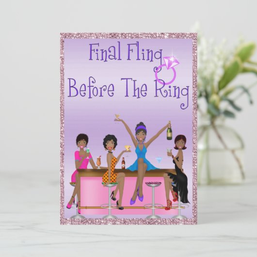 Glitzern und Glitzer Junggeselinnen-Abschied Einladung (Stehend Vorderseite)