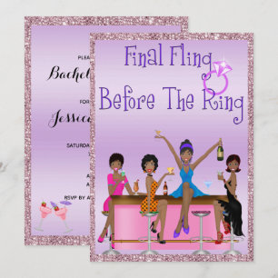 Glitzern und Glitzer Junggeselinnen-Abschied Einladung